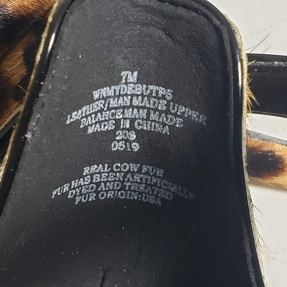 Nine West Womens Natural Fur Leopard Print Open Toe Strappy High Heels Sz 6.5 7 - Picture 9 of 11